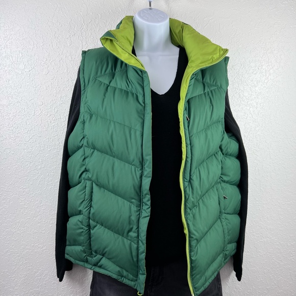 Columbia Reversible Down Puffer Vest, Green & Lime, Sz. L Cozy Warm Outdoor Cold - Picture 4 of 10